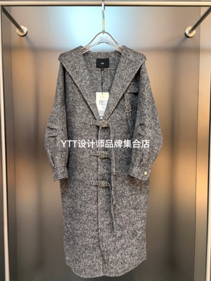 uhot诱货2025冬季新款现货灰色连帽休闲廓形宽松大衣女中长款大衣