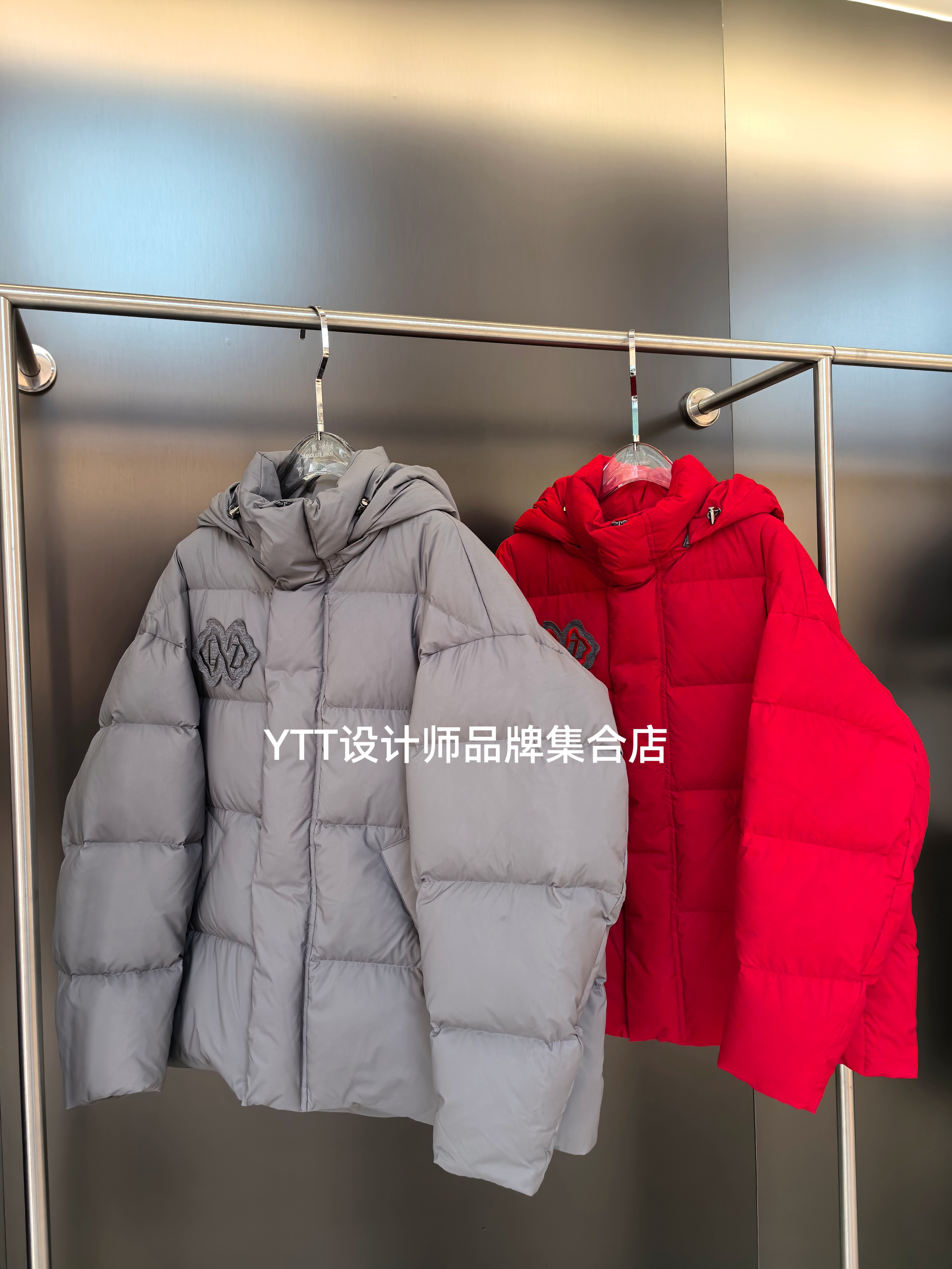 EOEZ鹅绒服2025冬季新款EZY7112 灰色鹅绒服宽松休闲百搭羽绒服