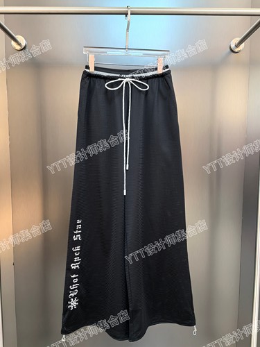 顺丰包邮 UHOT/uhot2026夏季新款黑色松紧腰休闲裤女宽松阔腿裤