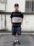 Misty Spot соседский художник C-St NBHD Pure Color Polydized Denim Shorts 19SS