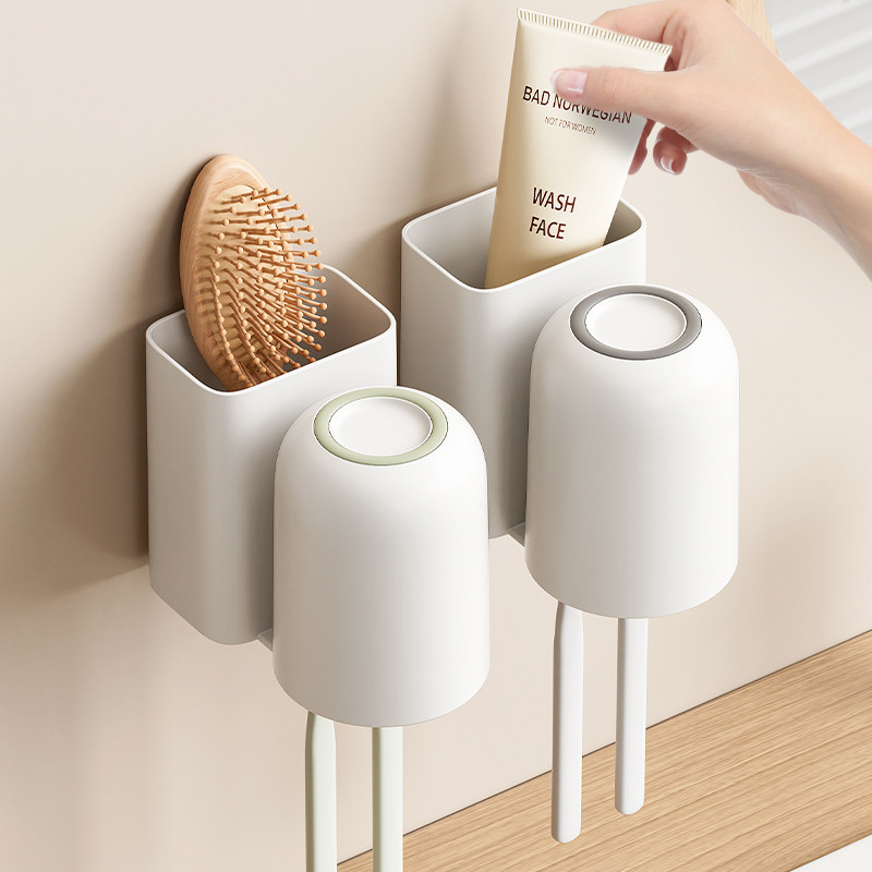 牙刷置物架壁挂式免打孔电动牙刷挂架家庭漱口杯刷牙杯牙具收纳架