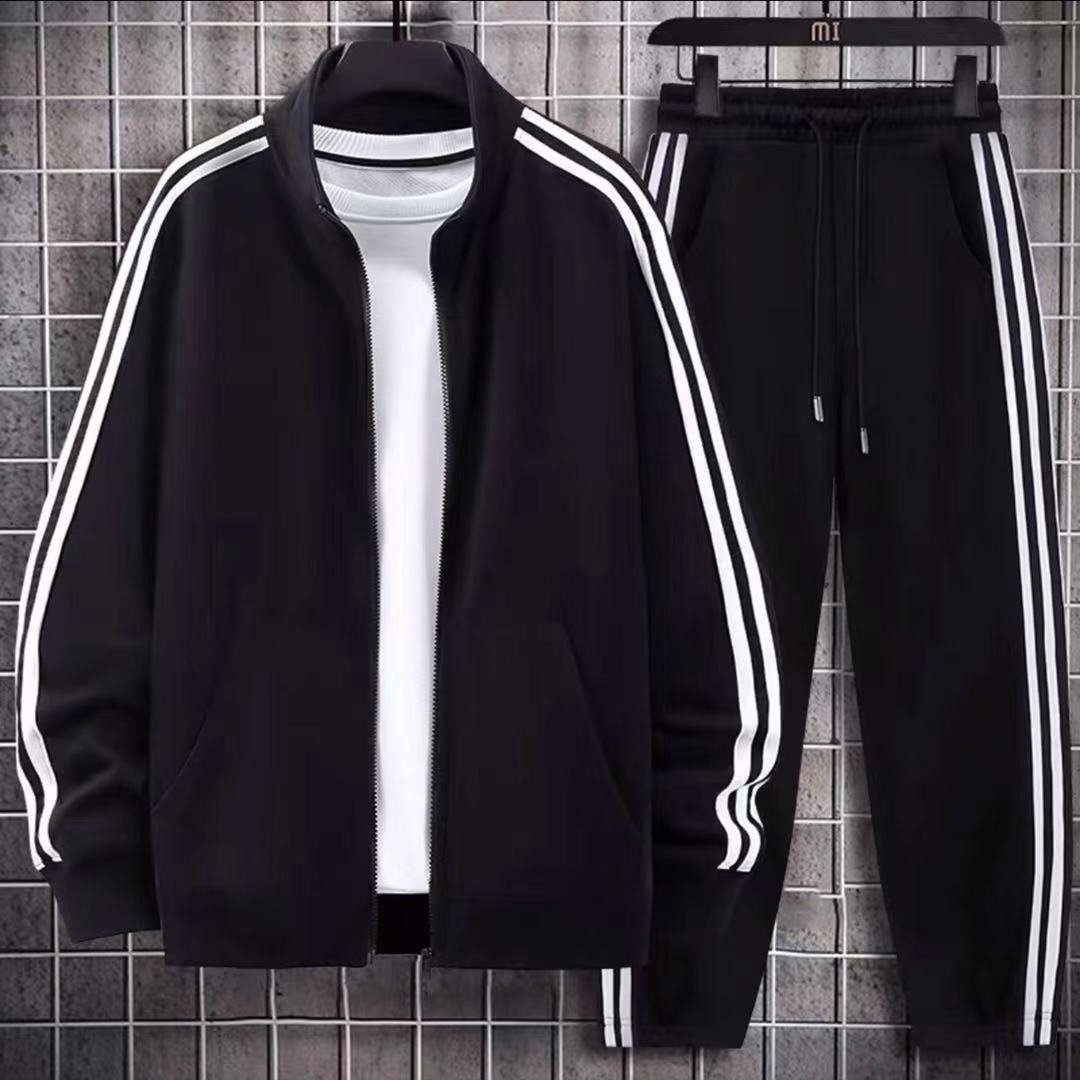 运动服套装男立领跑步服春秋长袖晨跑两件套百搭休闲修身情侣外套