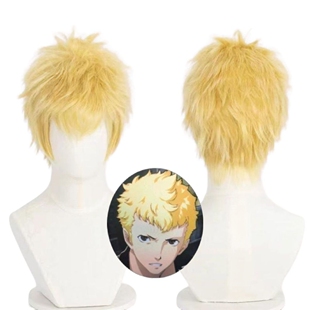 女神异闻录5 Persona5坂本龙司cos假发 金色短发 打毛工艺 玫瑰网