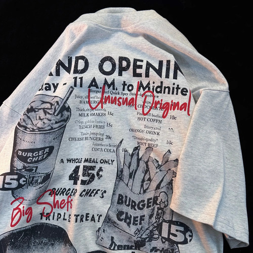 CURPOPP美式复古手绘印花短袖t恤男夏季潮牌oversize宽松情侣半袖