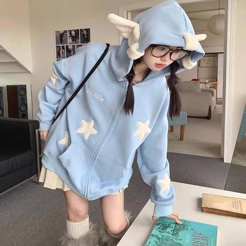 日系连帽兔耳朵卫衣女学生