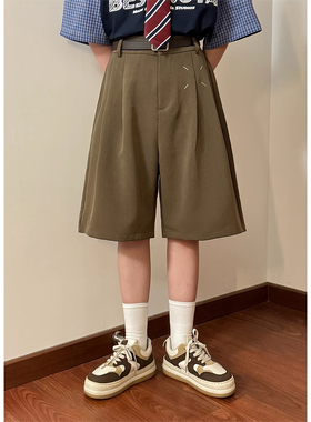 ECOKSOLO夏季美式复古潮牌休闲日系简约纯色休闲短裤宽松五分裤女