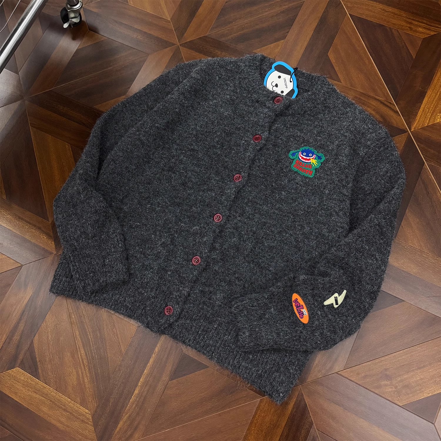 CURPOPP 创意减龄卡通开衫毛衣男秋季高级感慵懒风针织衫情侣外套