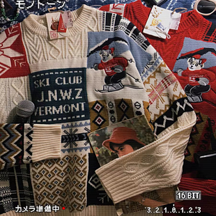 酒酿丸子ALOHA 复古慵懒费尔岛毛衣圣诞新年情侣装针织衫秋冬上衣