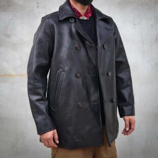 牛皮2.0厚度史泰龙740风衣翻领双排牛角扣水洗植鞣经典 秋冬中长款