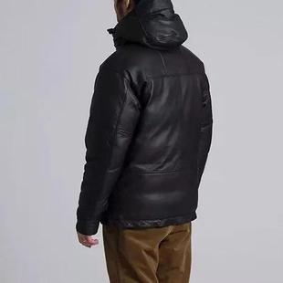 男士连帽绵羊皮真皮羽绒服防风保暖休闲大码情侣中长款韩版修身