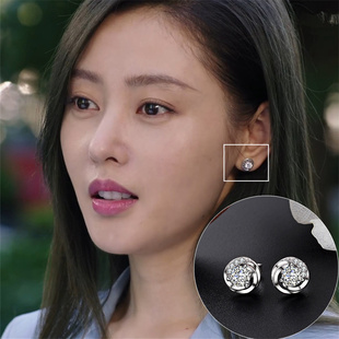 封神演义妲己张天爱艾若曼同款耳钉女纯银防过敏镶钻超闪锆石气质