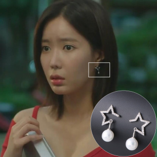 我的id是江南美人林秀香姜美莱同款耳环五角星珍珠吊坠防过敏耳钉