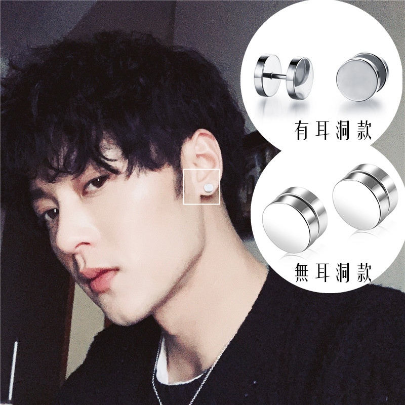 银色圆形哑铃学生韩国百搭假耳环