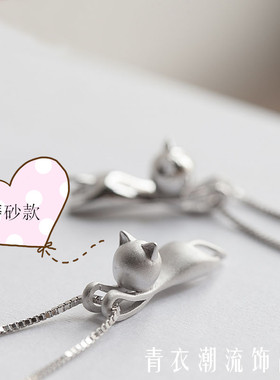 短款立体喵星人猫咪复古吊坠项链