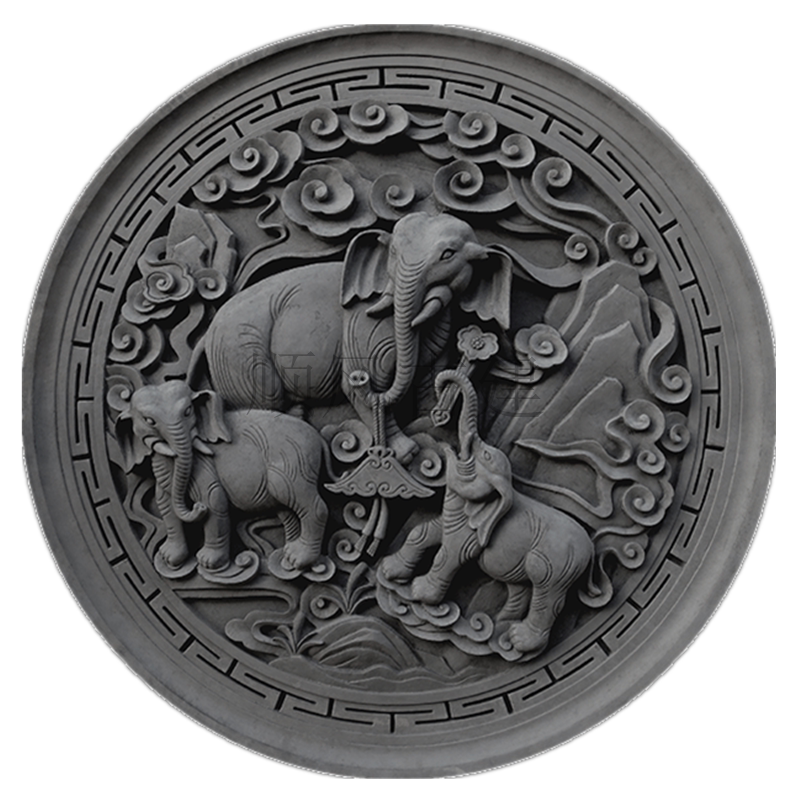 2米 吉祥如意 大象 砖雕 中式仿古浮雕装饰 庭院园林影壁墙