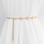 饰珍珠腰带韩版 金属小腰链女夏季 配裙子装 金色连衣裙百搭收腰链子