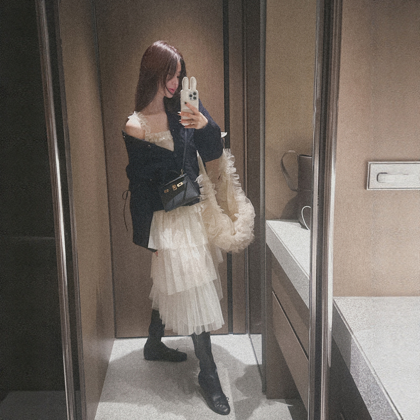 【韩国官网直邮】Partysu韩国代购正品女2025冬季浪漫网纱连衣裙