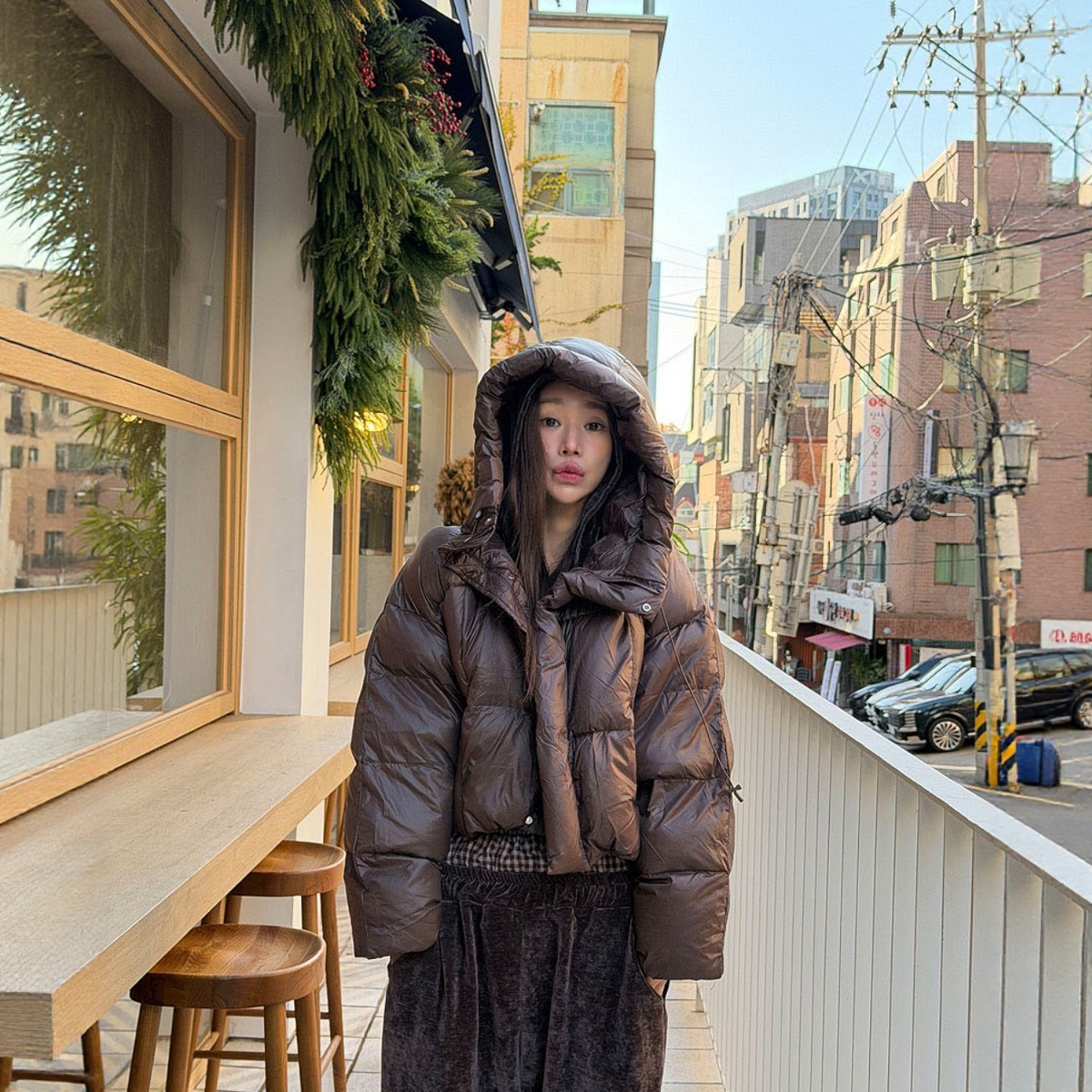 【设计师款】Haners家韩国代购女轻奢2025年冬时尚连帽纯色羽绒服