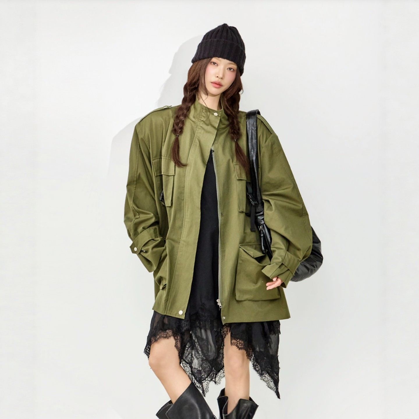 Haners家韩国代购女设计师款2026年新品气质立领中长款风衣外套,女装/女士精品,风衣,淘宝优惠券,粉丝福利购,淘宝优惠卷