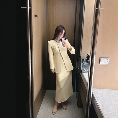 【韩国官网直邮】Partysu韩国代购正品女2026春夏高级感圆领西装