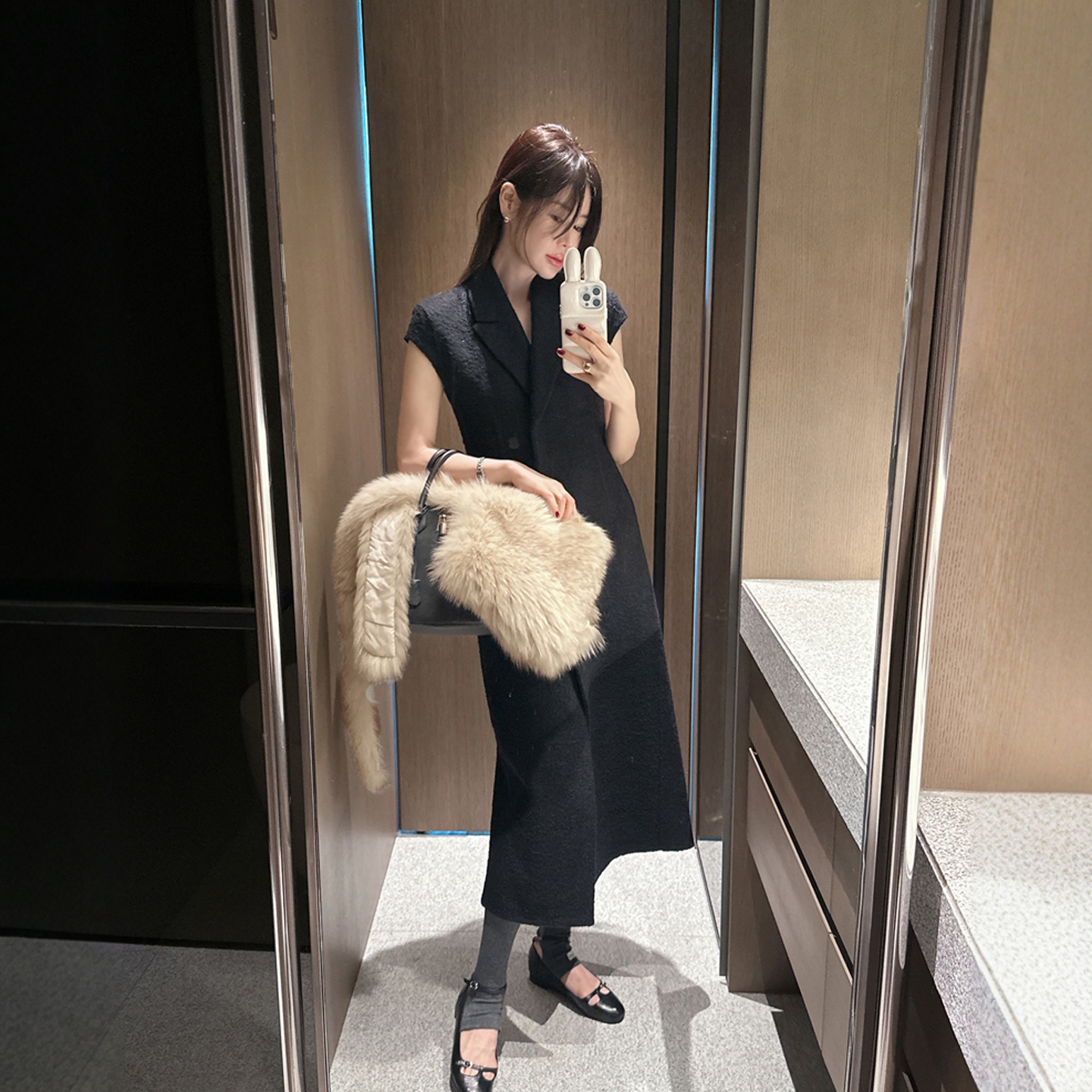 【官网自制 设计师款】Partysu韩国代购正品女2025冬羊绒长款外套