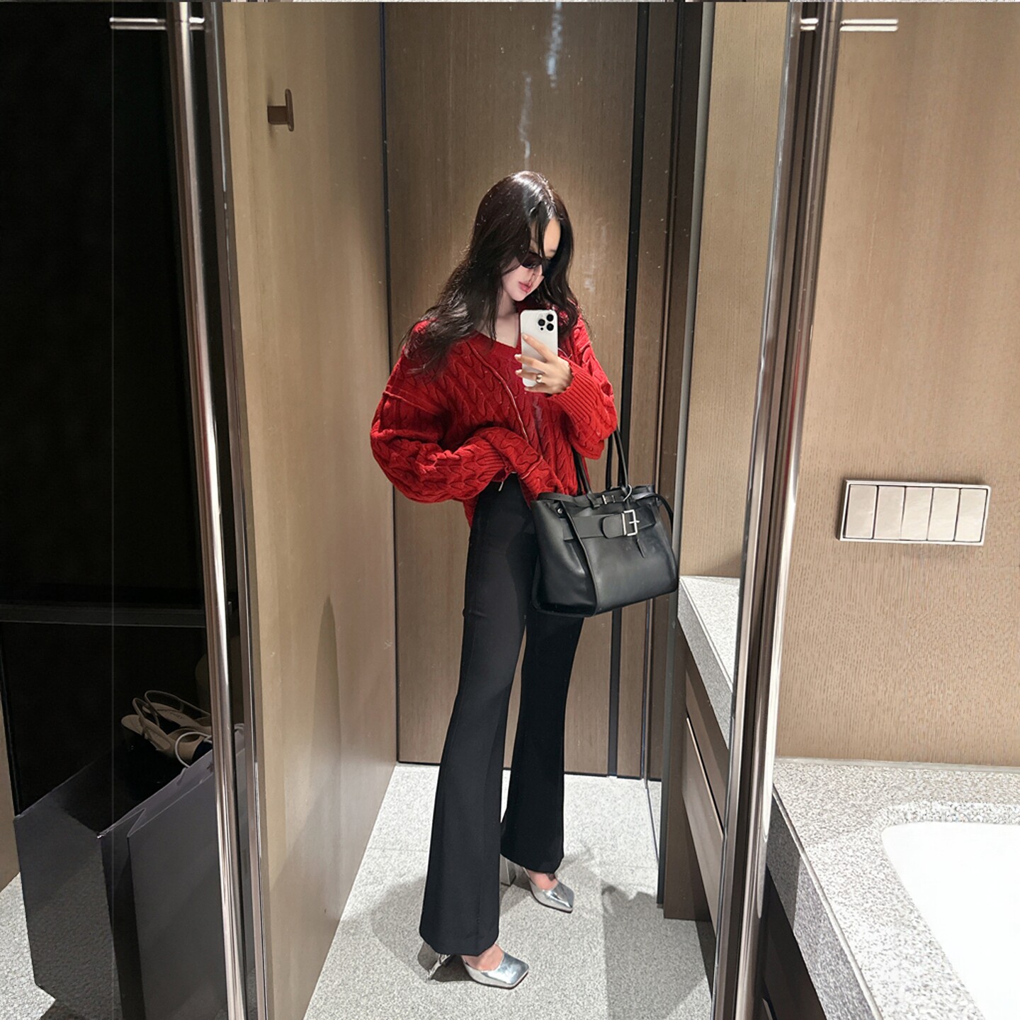 【韩国官网直邮】Partysu韩国代购正品女2025冬季紧身微喇休闲裤