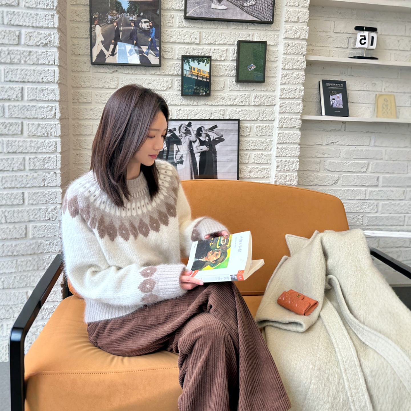 Haners家韩国代购女设计师款2025秋季新品浪漫北欧风格长袖针织衫