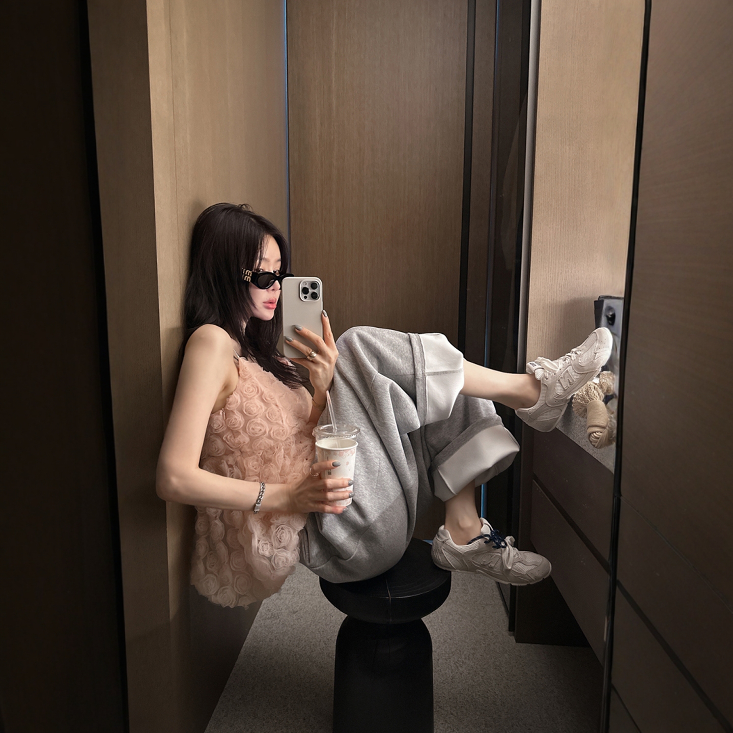 【韩国官网直邮】Partysu韩国代购正品女2025夏季立体花朵吊带衫