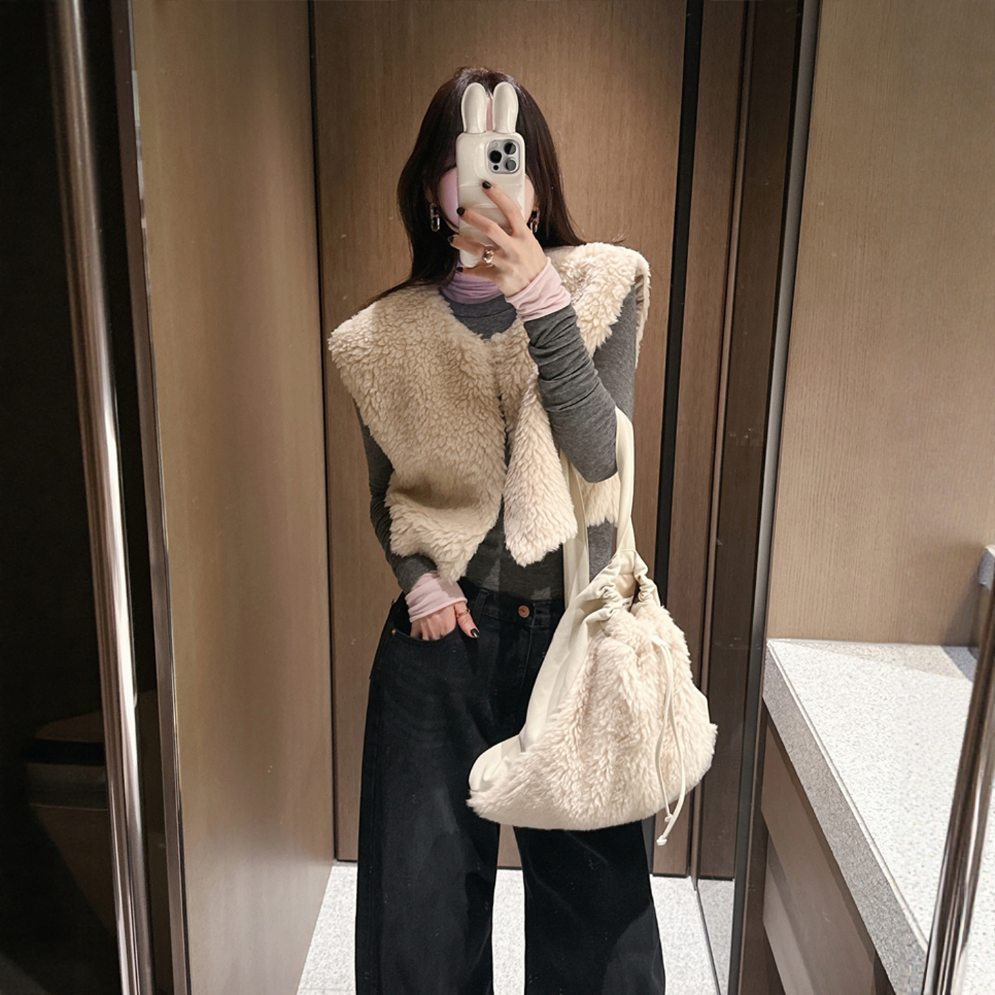 【韩国官网直邮】Partysu韩国代购正品女2025冬季羊毛背心外套