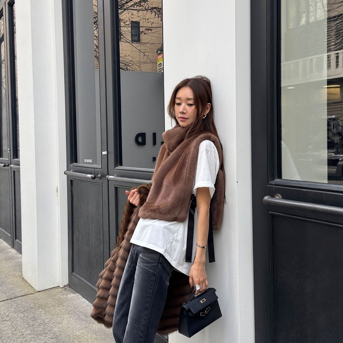 【设计师款】Haners家韩国代购女轻奢2025冬温暖时尚高领皮草马夹