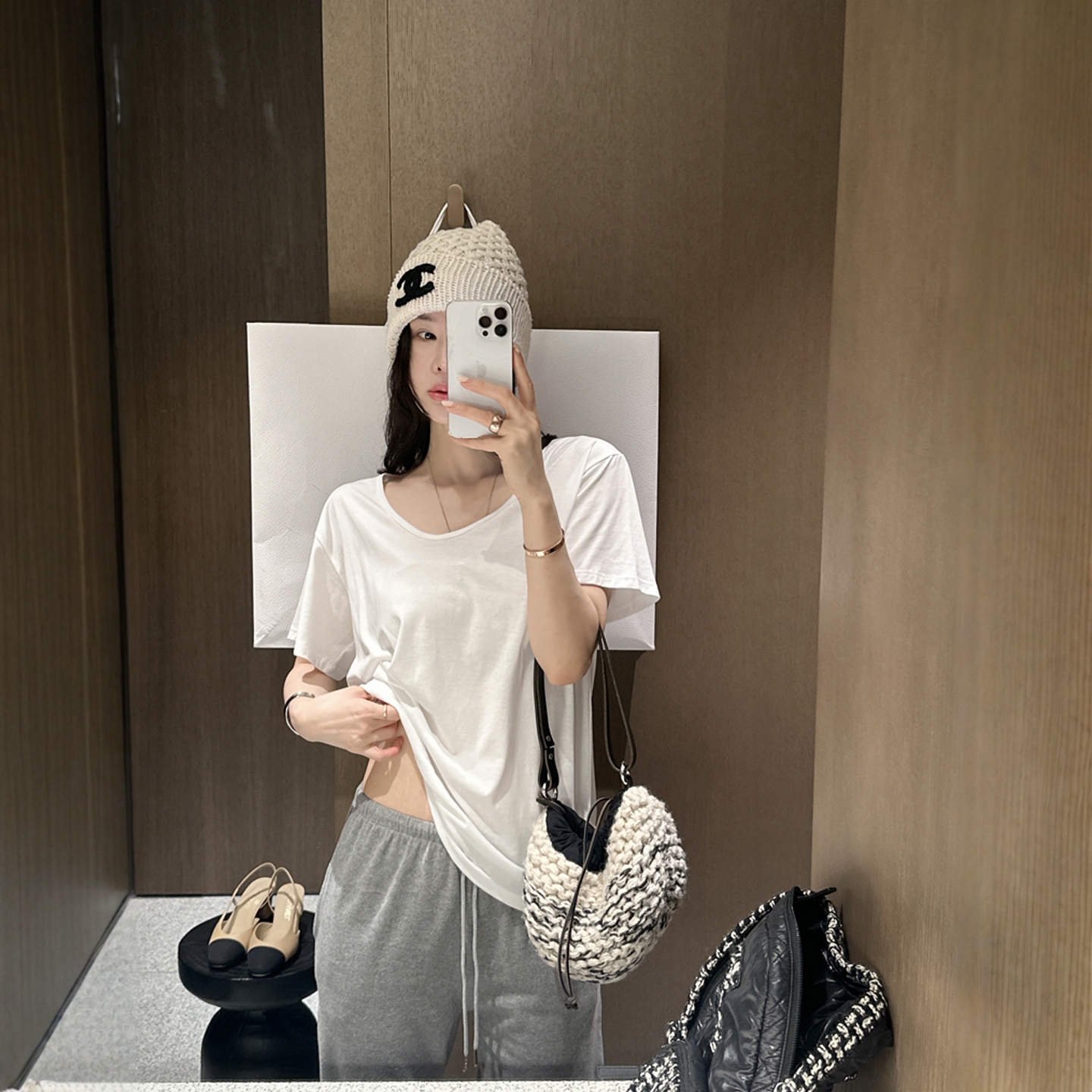 【韩国官网直邮】Partysu韩国代购正品女2025冬季宽松V领短袖t恤