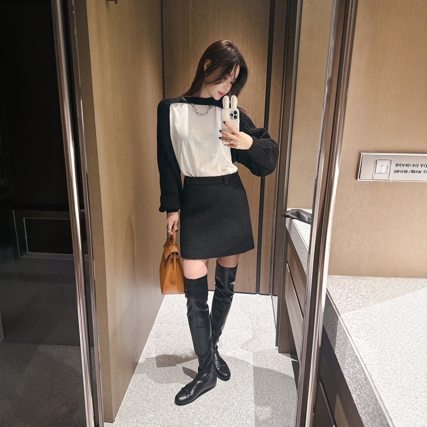 【韩国官网直邮】Partysu韩国代购正品女2025冬季羊毛包臀半身裙