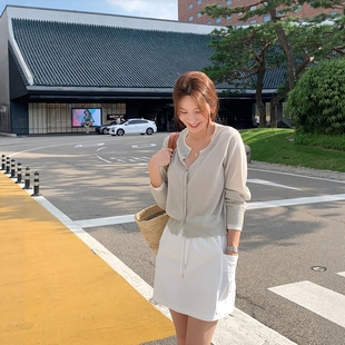 上衣 Haners家韩代购 女时髦大气2025夏季 新品 亚麻百搭针织开衫