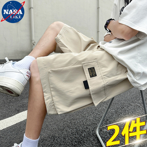 NASA联名工装短裤男2025夏季新款宽松潮流运动五分裤冰丝薄款裤子