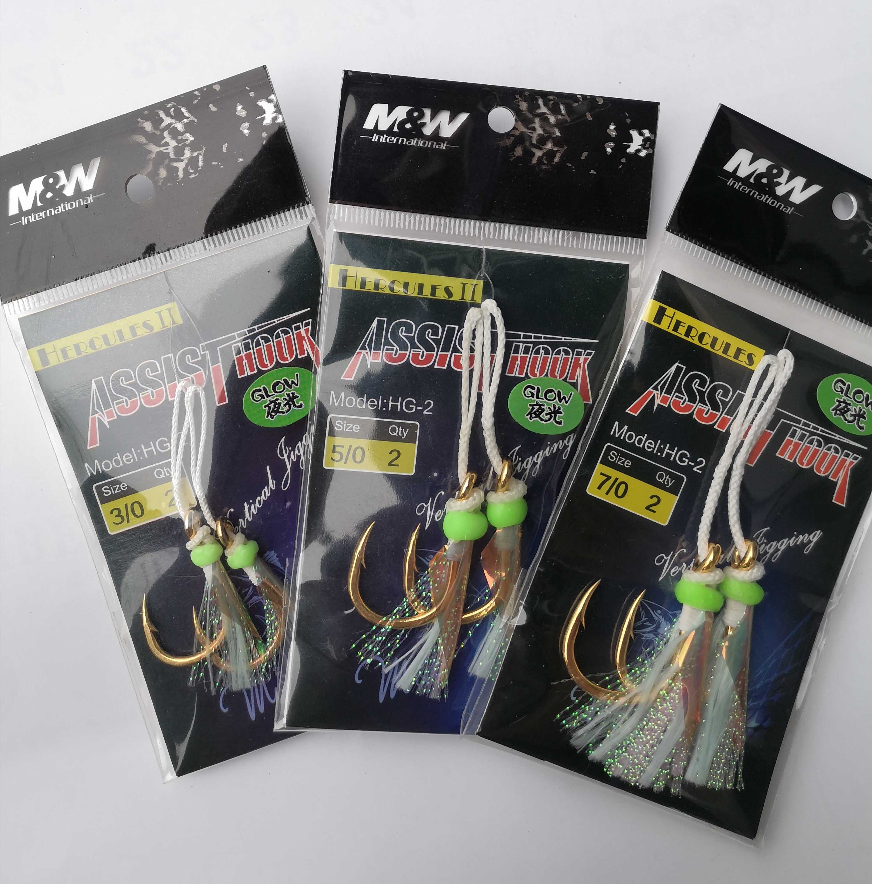 MW慢摇铁板钩夜光已绑线鱼皮钩带闪光亮丝海钓船钓钩金钩3/0-7/0
