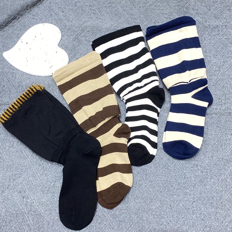 新潮女棉双层喇叭口中筒袜