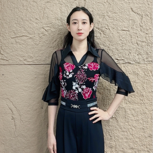 欢舞阁气质摩登舞吉特巴时尚气质女士V领7分袖舞蹈服A0934