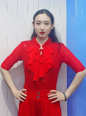 欢舞阁摩登舞吉特巴百搭亮片时尚气质女士A0744广场舞上衣