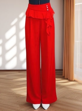 欢舞阁B0263摩登舞吉特巴广场舞飘带时尚三粒扣显瘦气质女士裤子