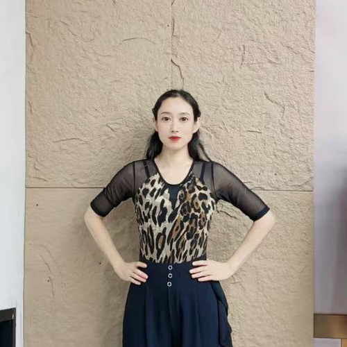 欢舞阁吉特巴摩登舞时尚修身气质女士圆领交际广场舞上衣A0735