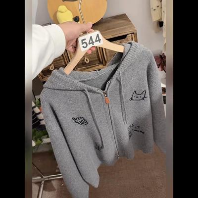 秋冬新款宽松显瘦软糯毛衣外套女