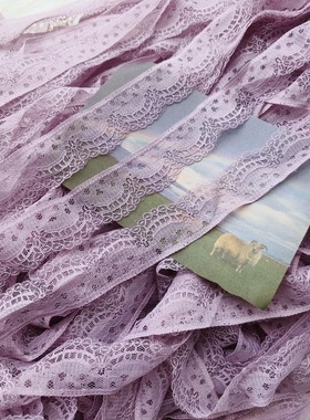 整捆115米紫色好质量无弹力蕾丝花边约3.1厘米