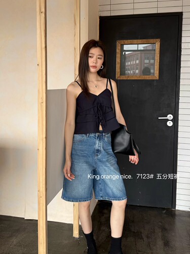 King orange正品2026夏新款牛仔短裤女宽松百搭五分阔腿裤中裤
