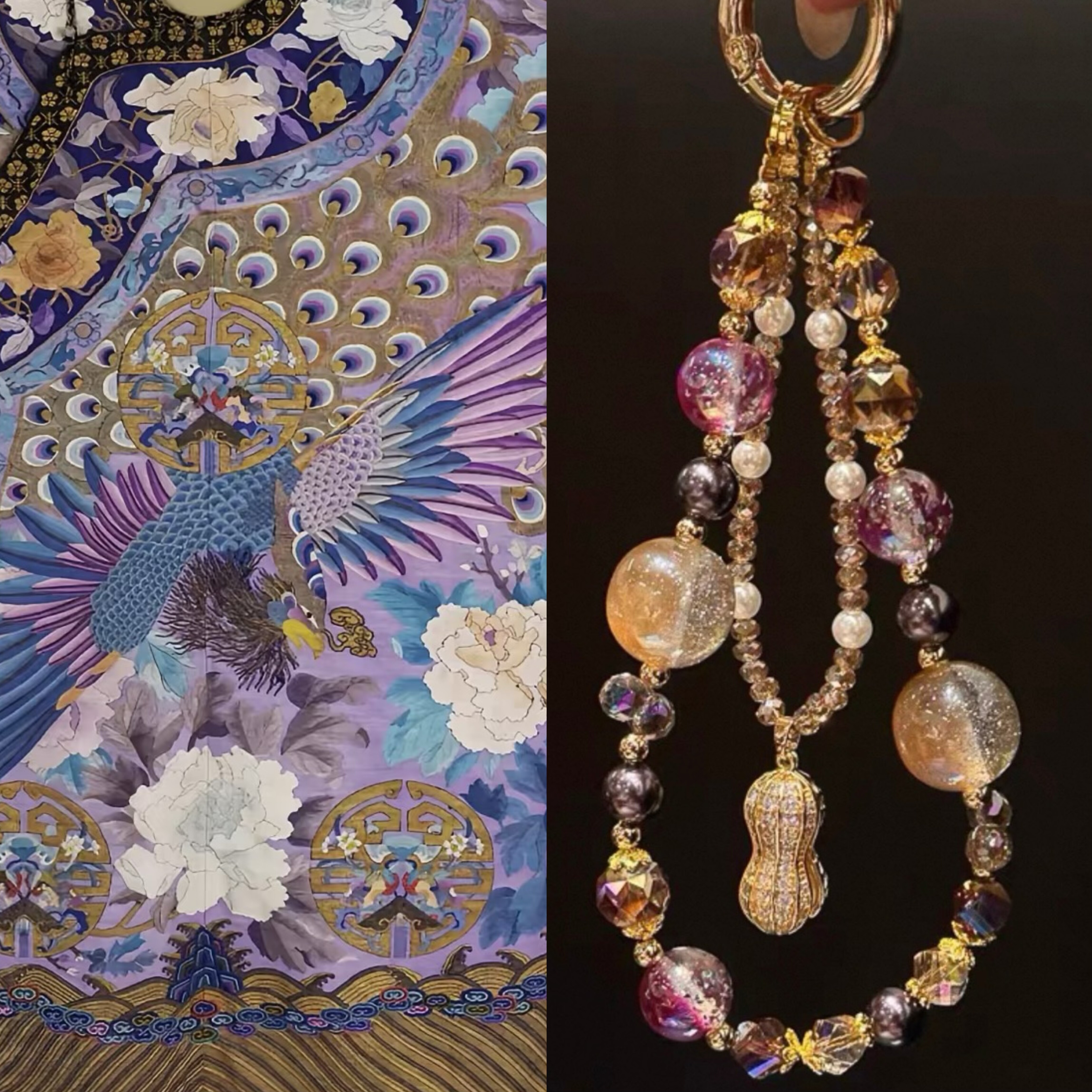 【好事花生】轻奢高级感紫金色手机挂链手腕挂绳小众精致水晶链条