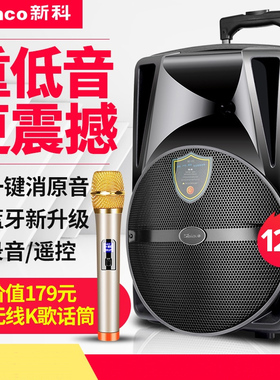 新科S29广场舞音响移动拉杆音箱户外KTV便携式无线话筒k歌12/15寸