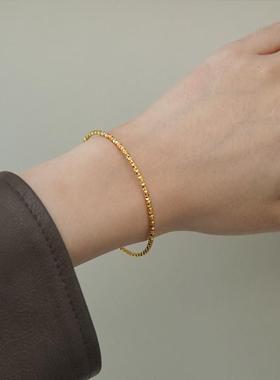 不掉色!极细碎银子18K金手镯女轻奢高级感小众设计钛钢百搭镯子