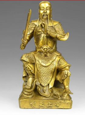 黄铜玄武祖师摆件铜真武大帝祖师爷玄天大帝像办公室开业工艺品