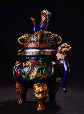 铜镶嵌景泰蓝 珐琅熏香炉 家居办公装饰礼品工艺品 古玩收藏
