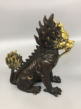 仿古铜麒麟瑞兽摆件瑞兽麒麟家居装饰客厅工艺品摆件