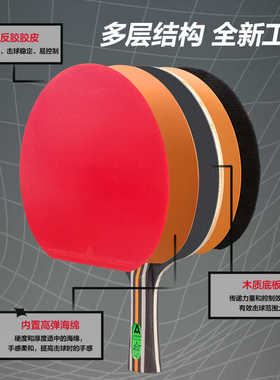得力安格耐特FH208乒乓球拍2星3星横拍高弹性耐用2只装初学者套装